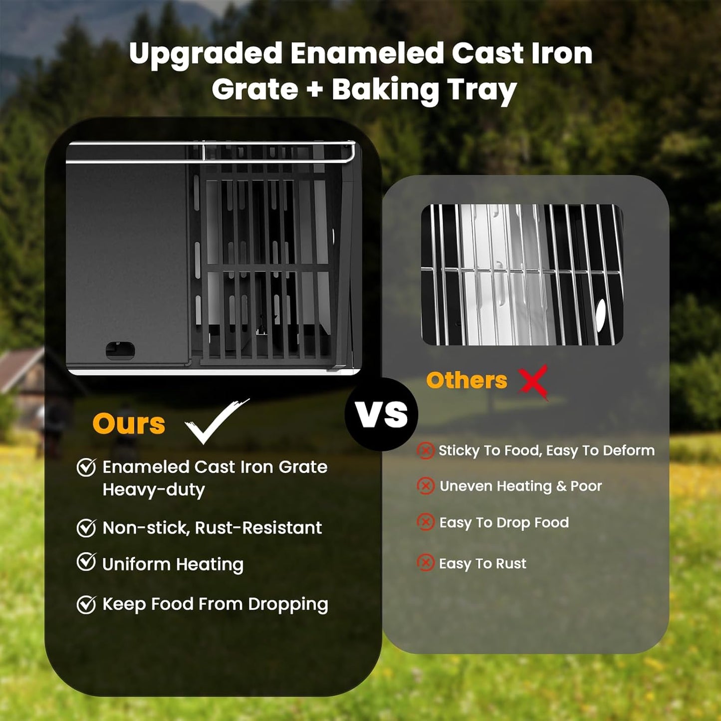 G41 Gas Grill,4-Burner Gas BBQ Grill with Side Burner, Porcelain-Enameled Cast Iron Grates, Baking Pan, 42,000 BTU Stainless Steel Propane Grill for Outdoor Cooking and Patio Barbecues