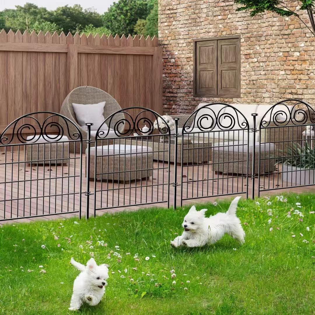 Garden Fencing 36 Inch High, 22 Panels Total Length 48 Ft(L) Dog Fence Outdoor for Yard, Black Metal Temporary Fencing Stakes, Reusable Defense Fence for Yard│Patented