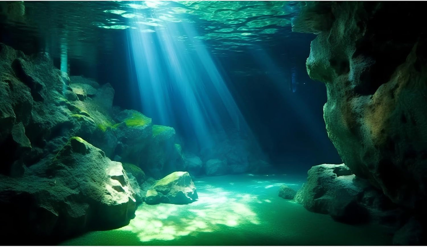 Underwater Fish Tank Background Under The Sea Cave Style Aquarium Background Ocean Floor Cave Sunlight Fish Tank Backdrop Tropical Fish Aquarium Terrarium Backgrounds Decorations 72x18in