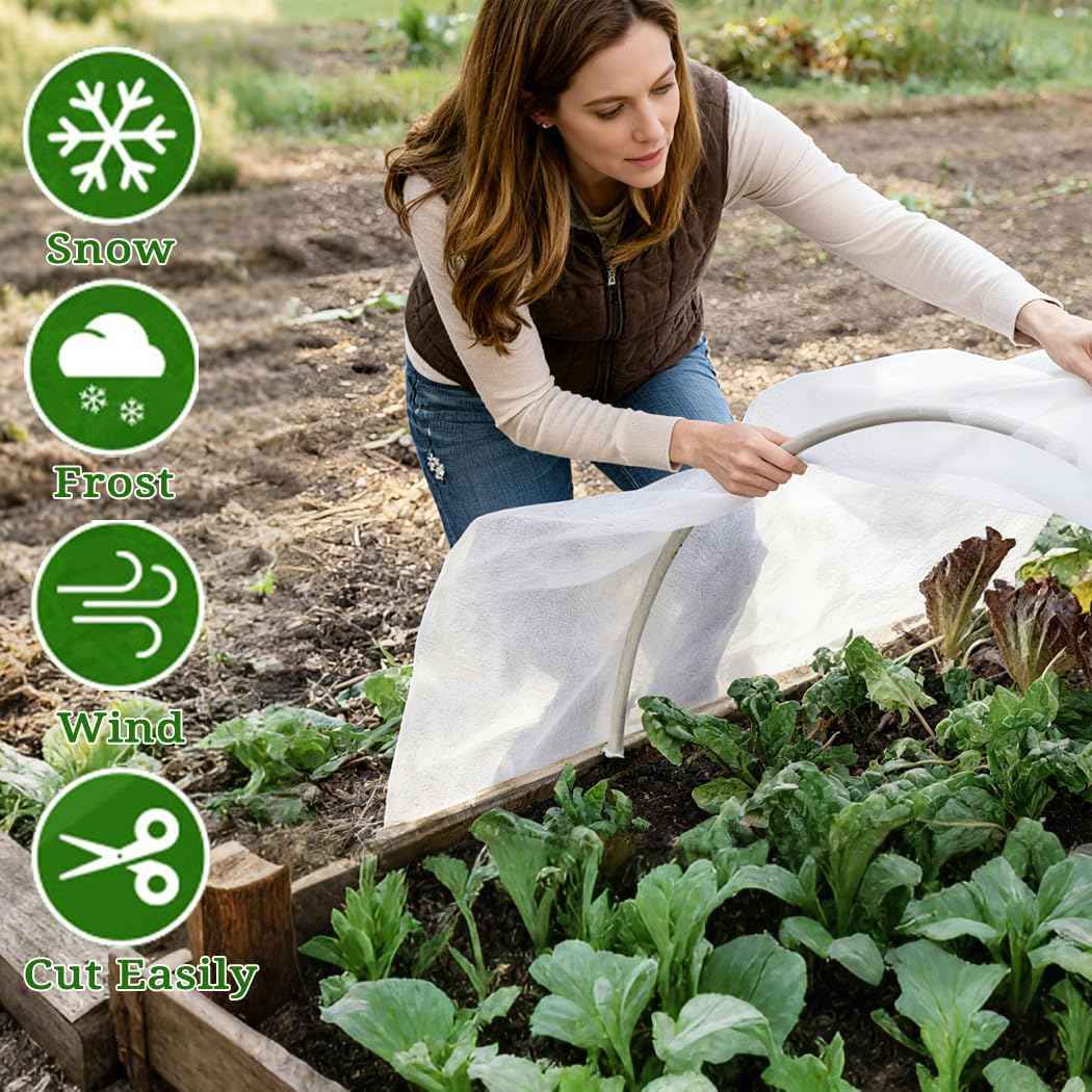 Plant Covers Freeze Protection with Ultra Fine Mesh Reusable Floating Row Cover for Plants Vegetables Flowers Fruits Frost Sun Protection 1.2oz/yd² (6.5x10ft,2pc)