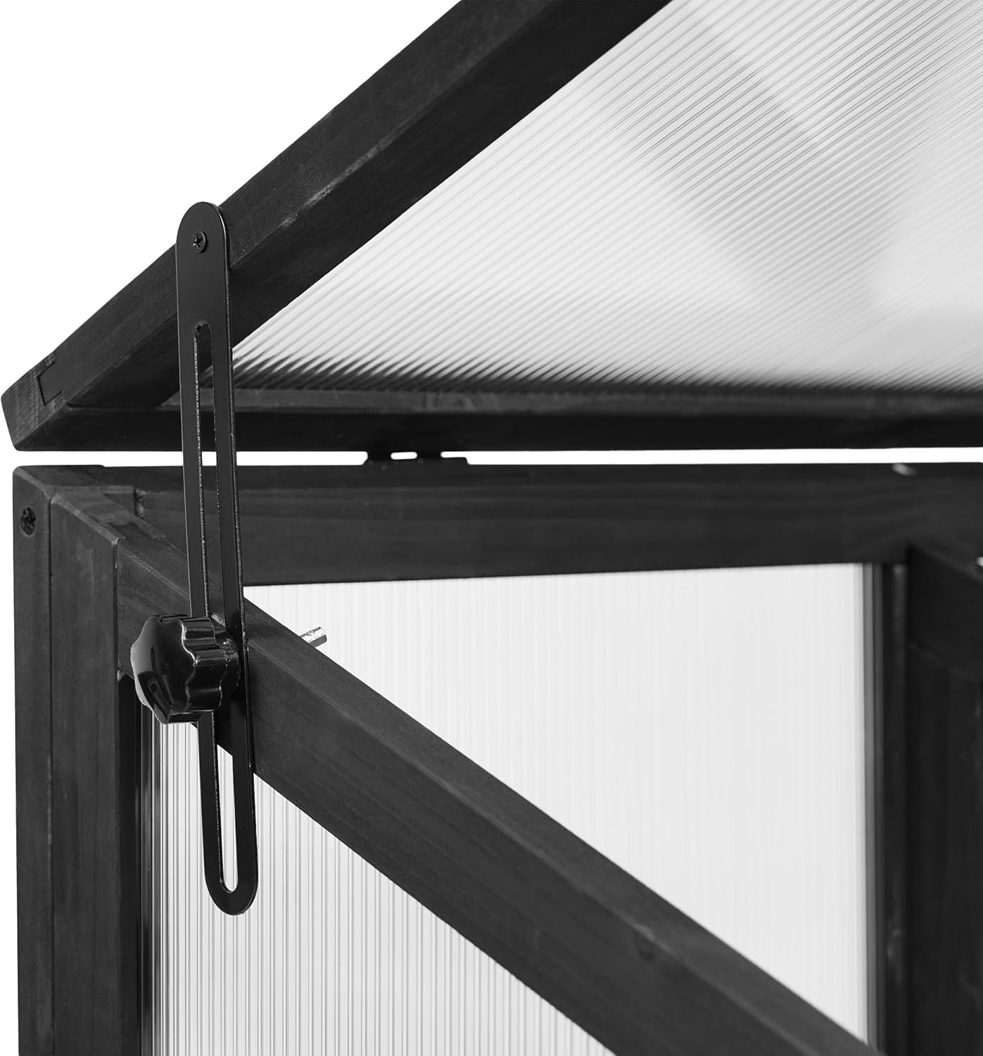 UMISOL 62" H Wooden Greenhouse, Balcony Portable Cold Frame with Wheels and Adjustable Shelves, Large Greenhouse for Outdoor Indoor Use, Black