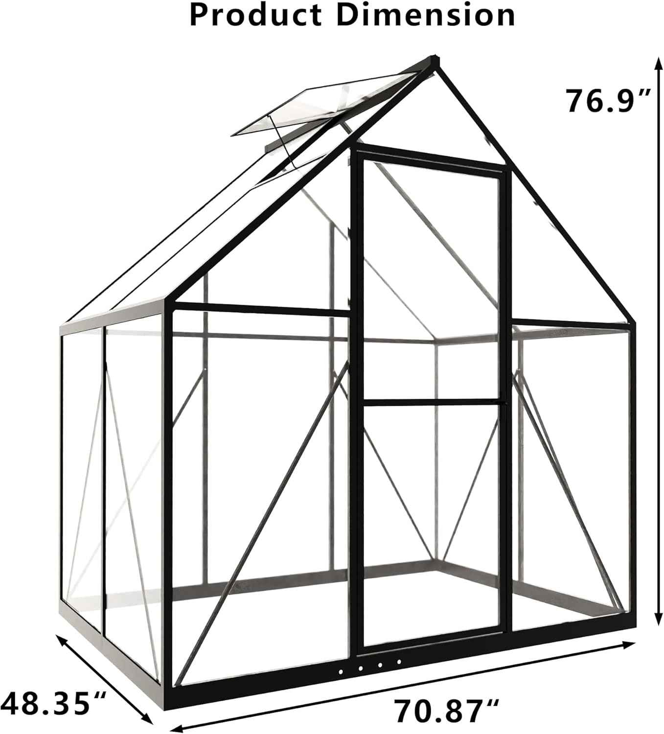 HOOYEAH 6 x 4 FT Polycarbonate Greenhouse, Winter Greenhouses for Outdoors,Outdoor Greenhouse with Roof Air Vent, Heavy Duty Walk-in Aluminum Green House for Outside Garden Backyard