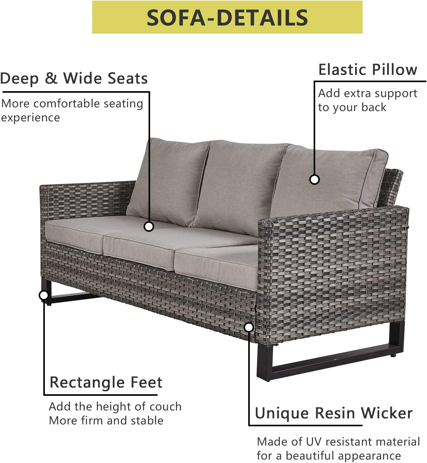 HUMMUH Patio Furniture 10 Piece PE Wicker 6-Seater Outdoor Sectional Sofa Patio Swivel Chairs Outdoor Chairs with Tables for Porch,Garden,Backyard,Deck