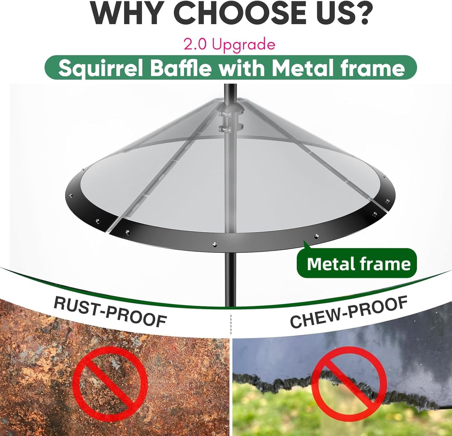 24-inch Large Outdoor Squirrel Baffles for Bird Feeders Pole, Squirrel Baffle with Metal Frame, Squirrel Guard for Bird Houses, Two Way Use, Green Color