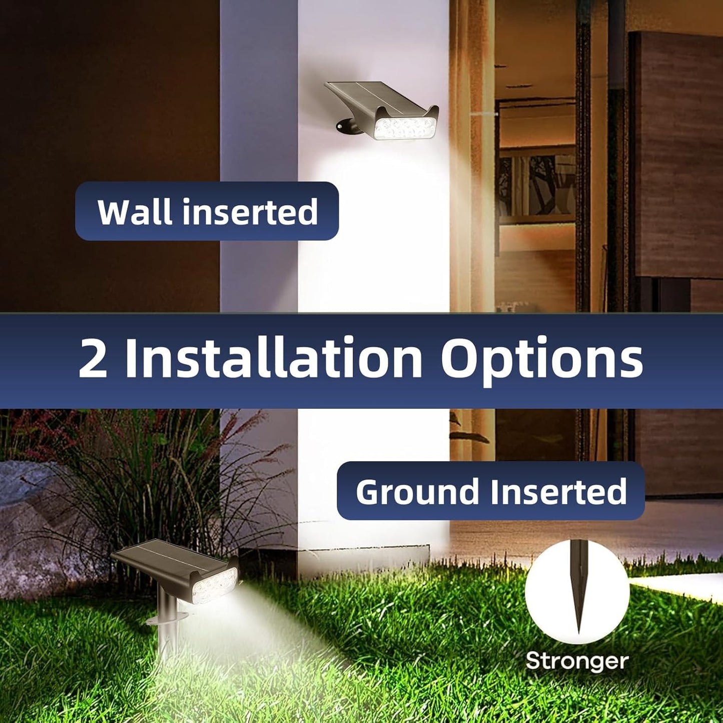 HOFLYW Solar Spotlights Outdoor Waterproof Landscape Path Lights Solar Dusk to Dawn Outdoor Lighting 4 Brightness Modes for Garden Pathway Tree Driveway Porch Yard
