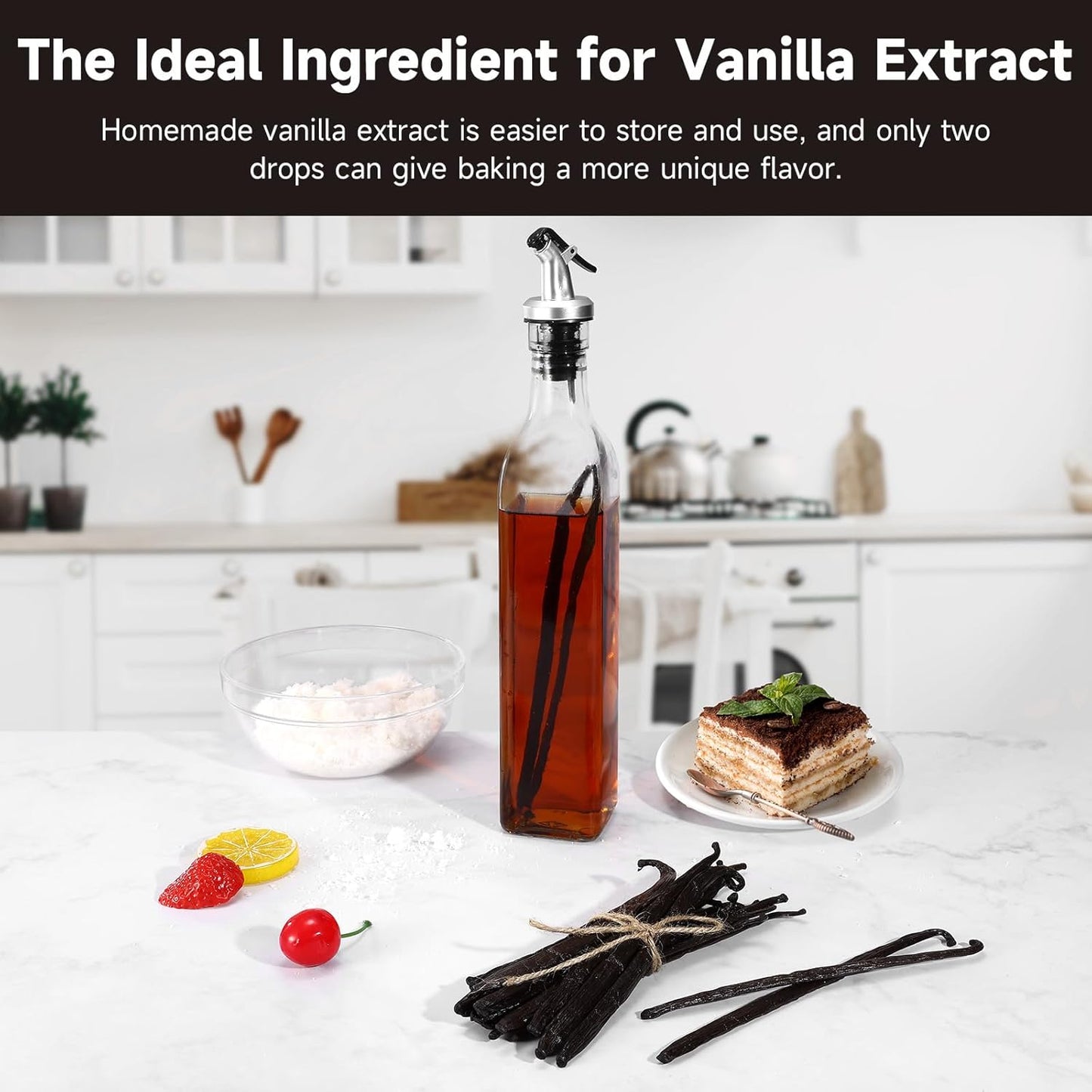 SPICEEL Organic Madagascar Vanilla Beans Grade A Vanilla Pods for Making Extract, Whole Vanilla Beans for Baking, Gluten Free, Non-GMO, Kosher, 6 Counts