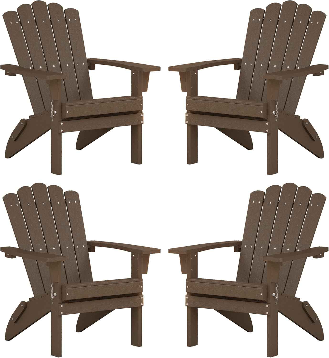 Adirondack Chairs, Folding Chairs Set of 4, Heavy Duty Weather-Resistant Patio Chairs with Wide Armrests & Ergonomic High Back, HDPE Fire Pit Seating for Backyard, Garden, Porch