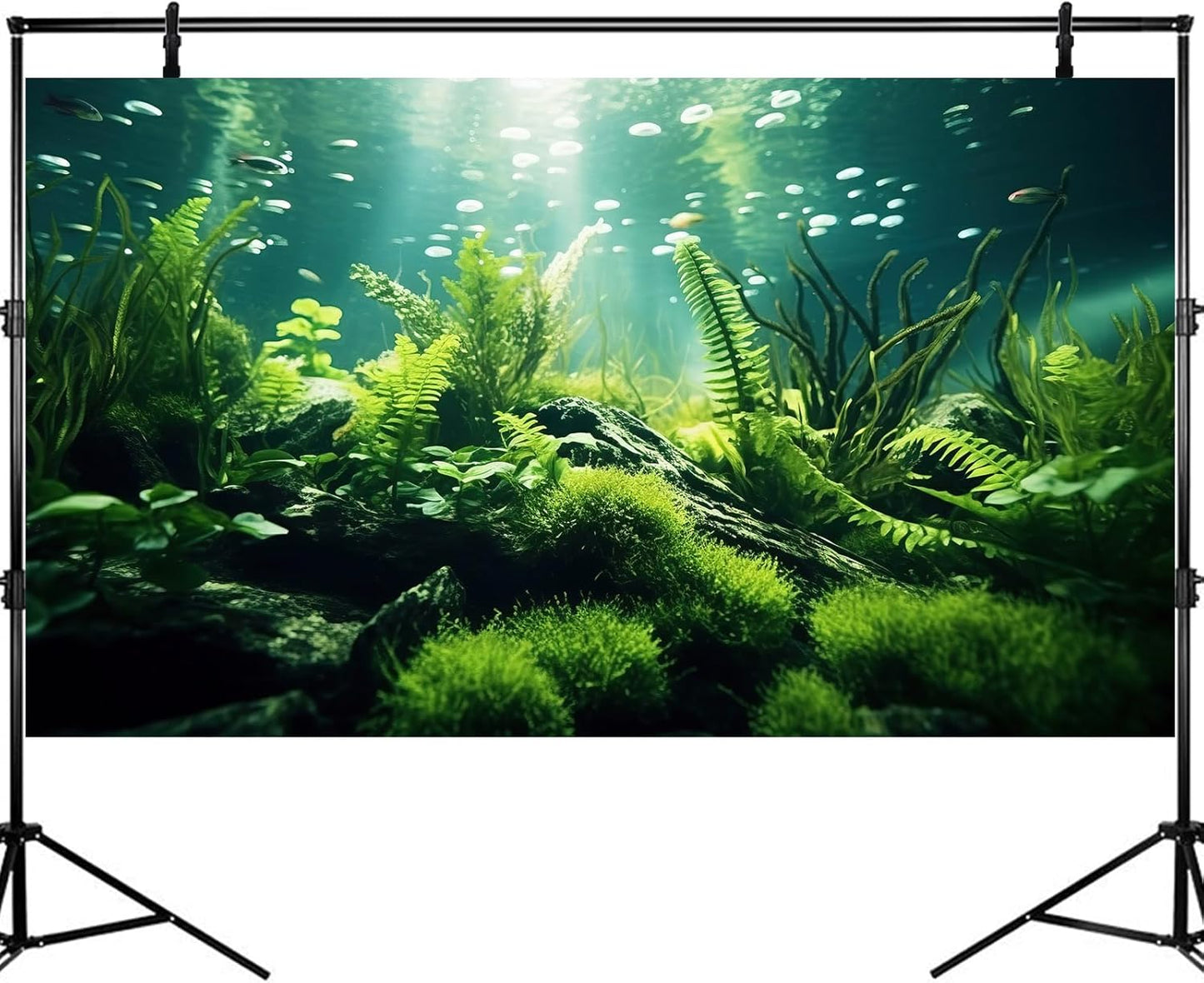 Underwater Fish Tank Background Under The Sea Aquatic Plants Aquarium Background Ocean Floor Rock Terrarium Backgrounds Tropical Fish Green Seaweeds Aquarium Backgrounds for Fish Tank Decor 48x20in
