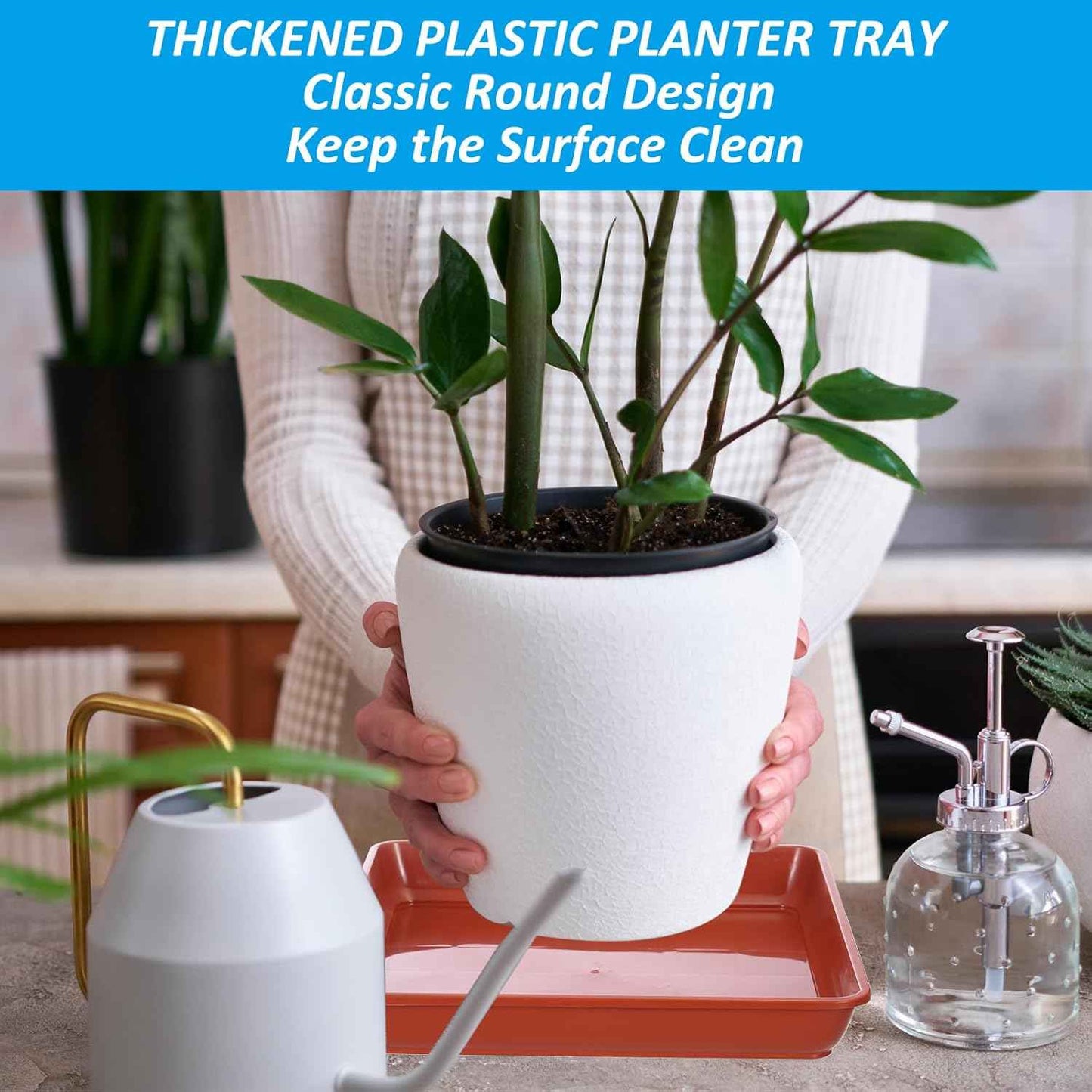 PATIKIL Plant Saucer Tray, 2 Pack 14 Inch Square Plant Saucer Heavy Planter Pot Saucers Large Deep Flower Planter Drip Tray for Indoor Outdoor Plants, Terracotta