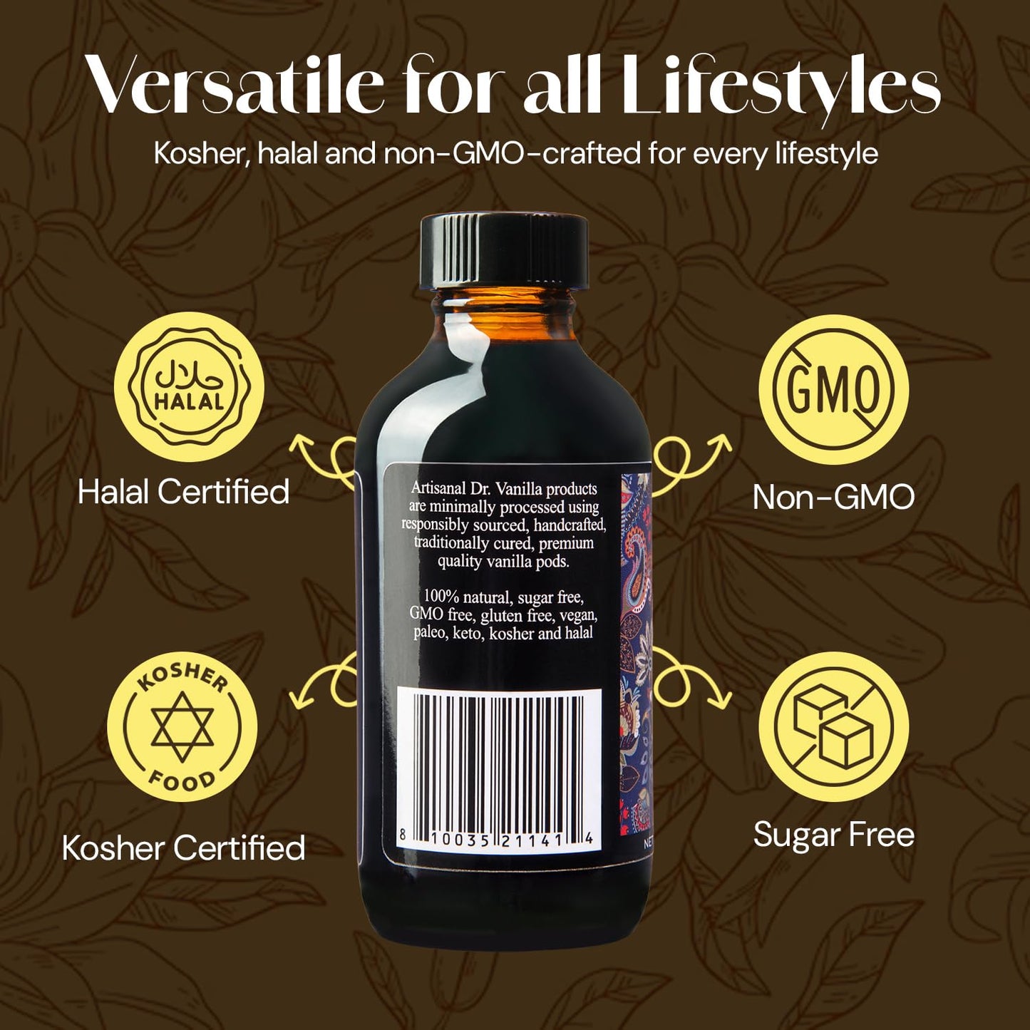 Alcohol-Free Natural Vanilla, Nature Sourced For Baking, Sweet Drinks And More, Small Batch Handcrafted From Madagascar Bourbon Vanilla Pods, 4 Oz Bottle