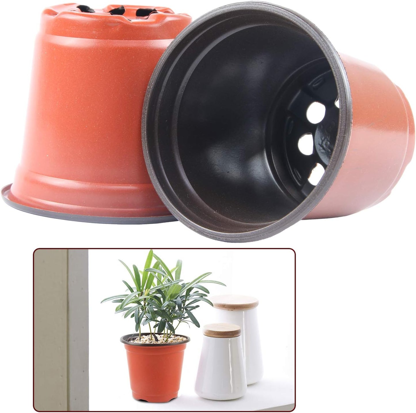 Augshy 150 Pcs 4" Plastic Plants Nursery Pot, Seed Starting Pots for Succulent Seedling Cutting Transplanting