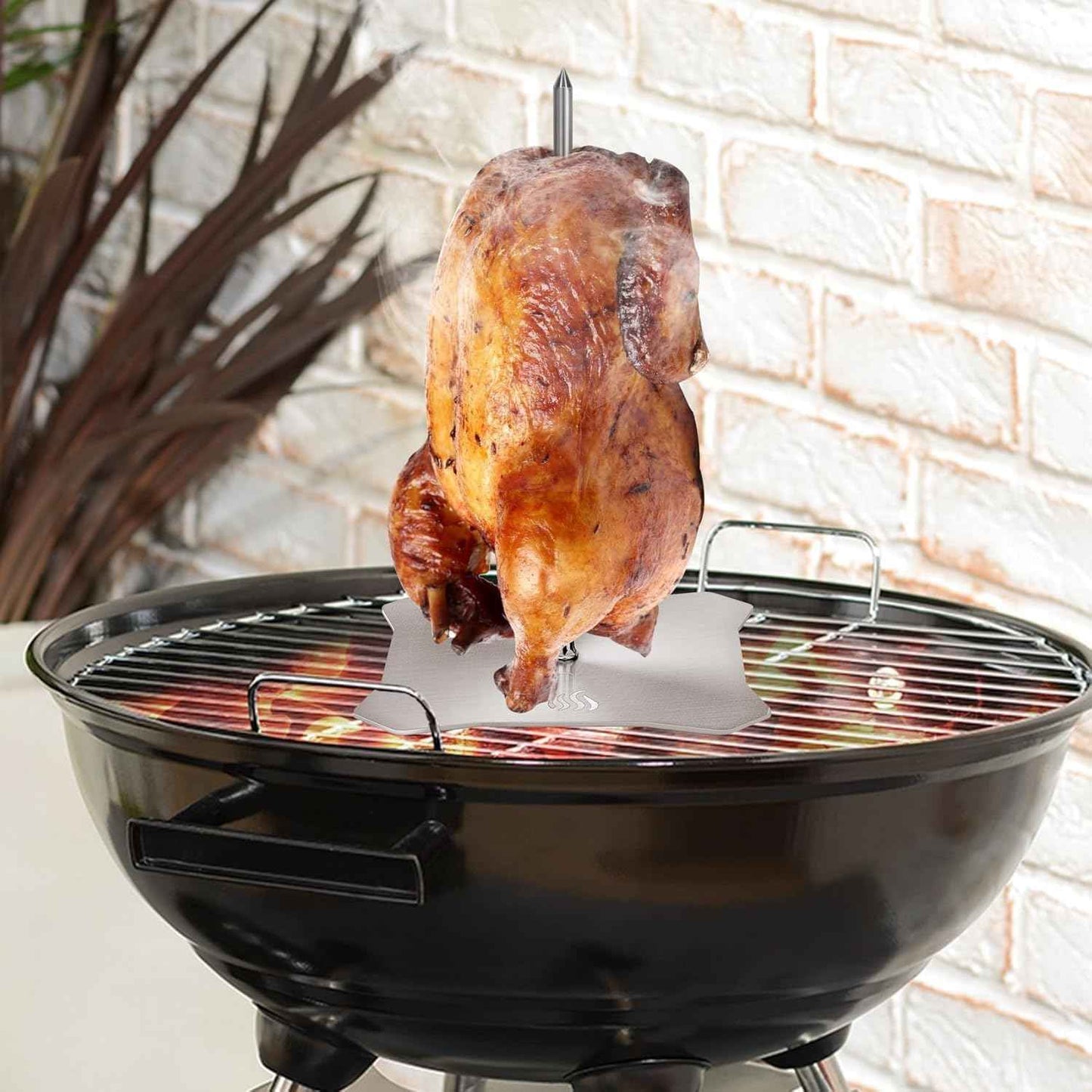 Onlyfire Al Pastor Skewer for Grill, 304 Stainless Steel Brazilian Vertical Spit Stand with 2 Removable Spikes (9" /11.5") for Oven, BBQ, Shawarma Rotisserie for Tacos Al Pastor, Gyros and Kebabs