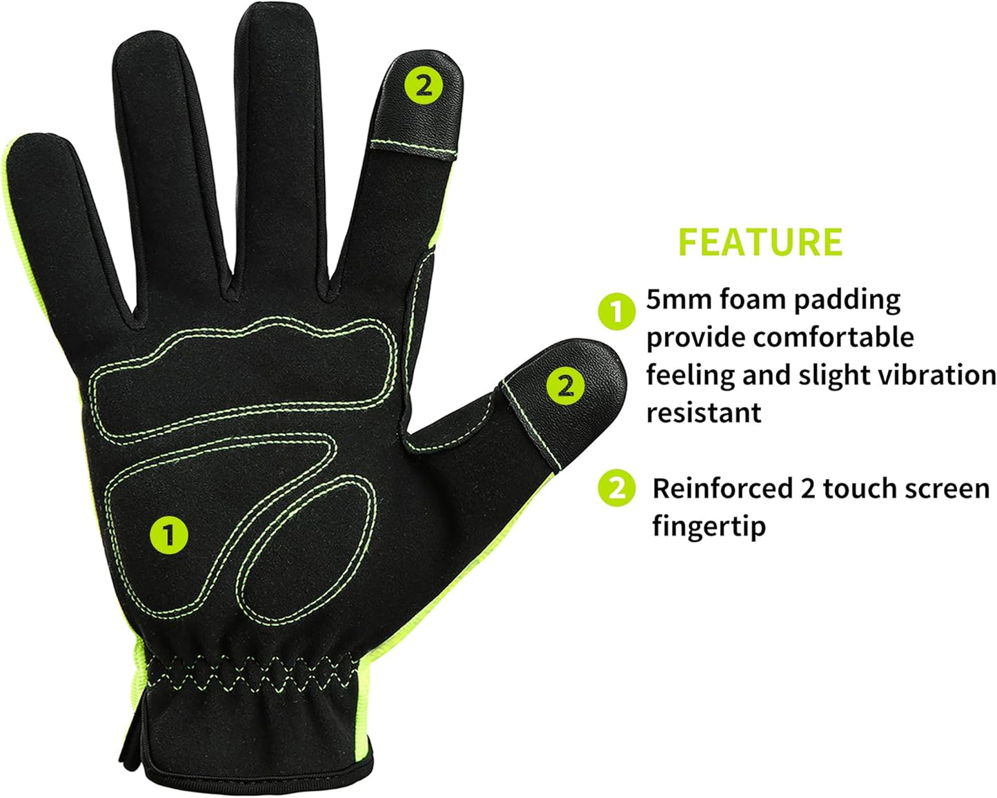 DULFINE High Performance Work Gloves For Men(3 Pairs Pack),Hi-Vis Yellow Color,High Dexterity Touch Screen For Multipurpose,Excellent Grip (XX-Large)