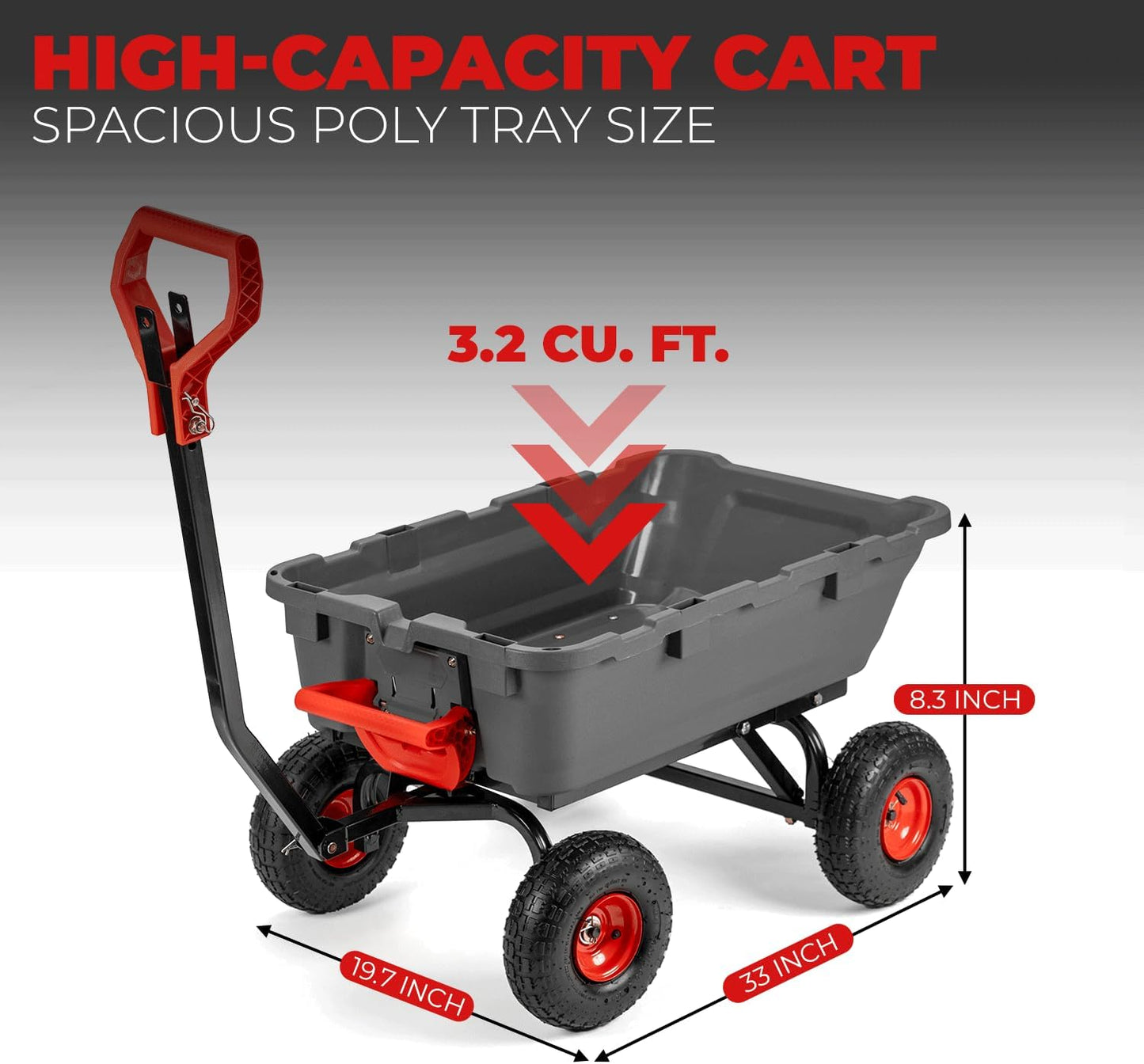 XtremepowerUS 2-in-1 Convertible Handle Heavy Duty Garden Cart Dump Wagon Utility 800-Pound Dump Cart Utility Cart for Yard, Farm 10" Pneumatic Tires