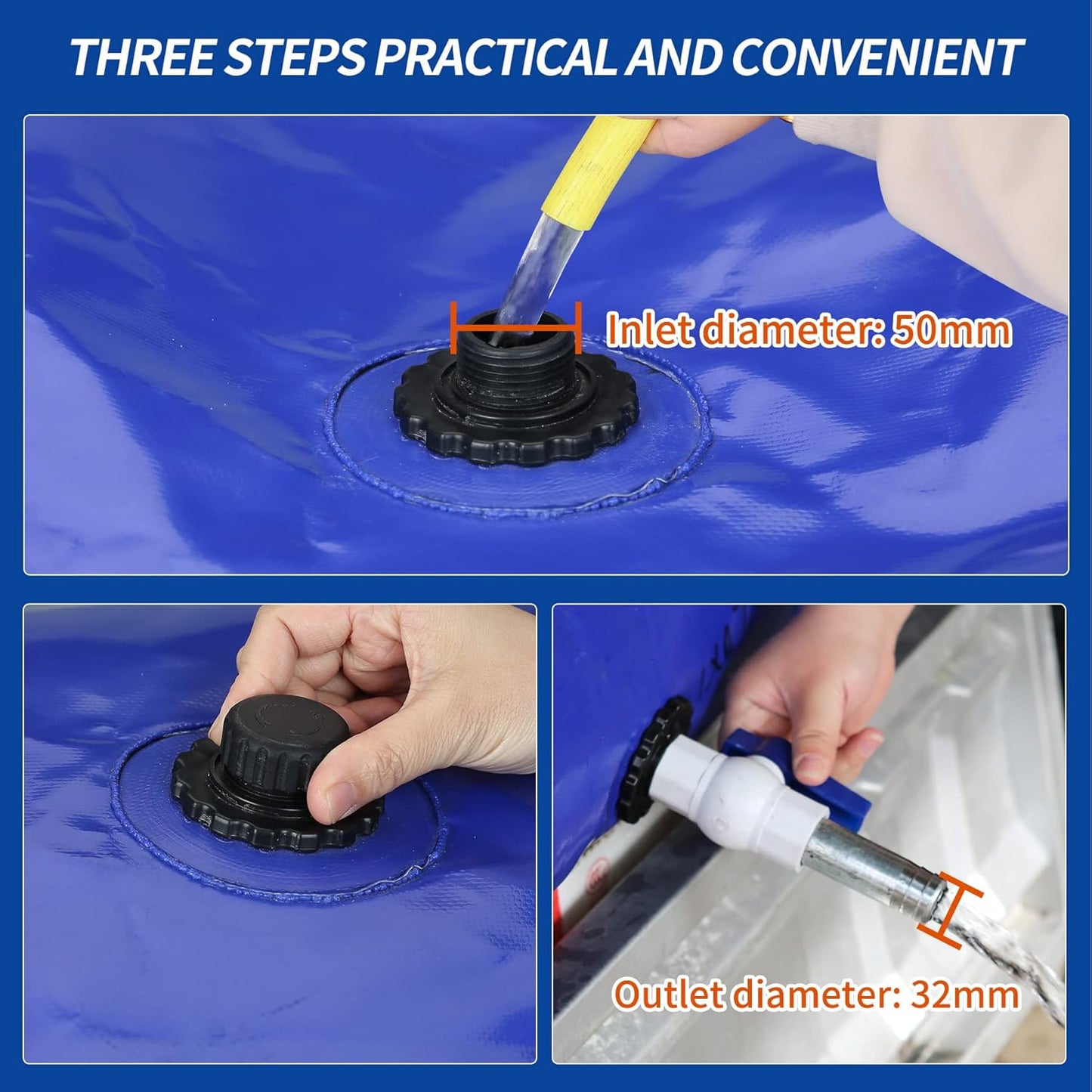 2000 L/528 gal Water Bladder Storage Containers, Foldable Portable Water Tank Large Capacity Soft Water Bag, Drought Resistance, Fire Prevention, Emergency Water