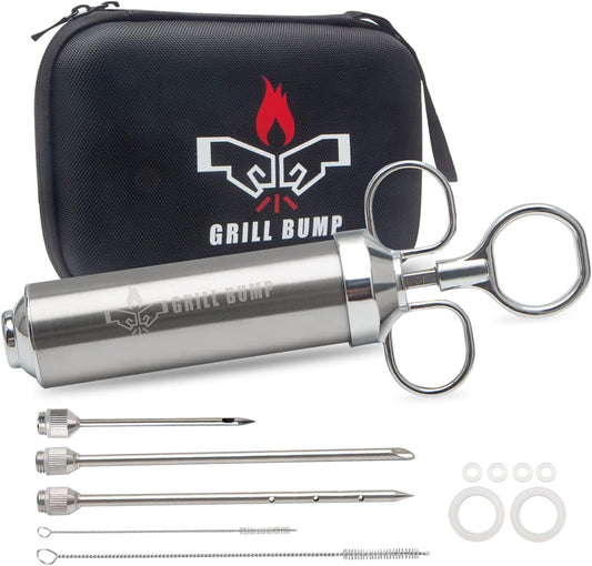 Meat Injector Syringe Kit for Smoker with 3 Flavor Food Injector Syringe Meat Needles, Injection Marinades Brine for Meat, Turkey; 2-oz, Including Paper and E-Book (PDF) User Manual