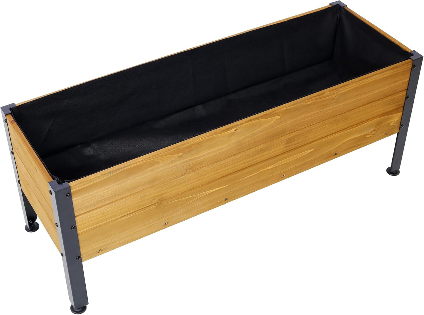 Wood Rectangular Garden Planter Box Raised Bed Outdoor, Elevated Planter for Herbs Vegetables Flowers, Sturdy Wooden Raised Garden