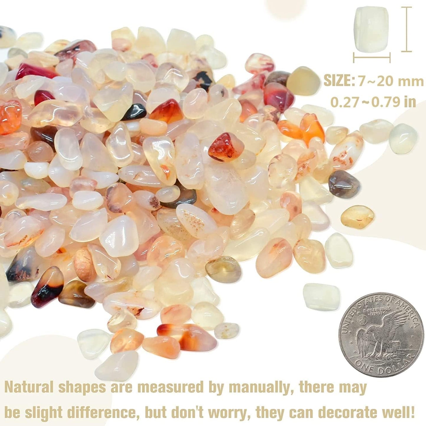 Halatool Crystal Pebbles 6 LB Bulk Bag 0.27"-0.79" Natural Landscaping Pebbles Aquarium Gravel Decorative Polished Stone Suitable for Plants Home Decoration DIY Handmade Fish Tanks Vase Filler