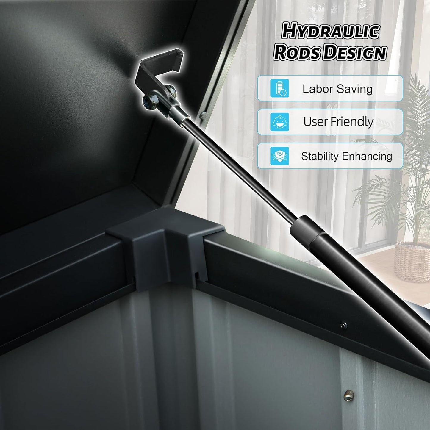 190 Gallon Metal Deck Box, Waterproof Steel Outdoor Box, Large Patio Furniture Storage Cabinet, Lockable Storage Bench for Porch Package Delivery, Pillows, Cushions, Pool, Tools, Backyard, Grey