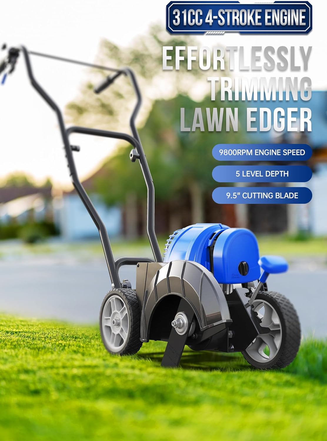 Wild Badger Power Sidewalk Edger Lawn Tool Gas 31cc WB31CCED, Blue
