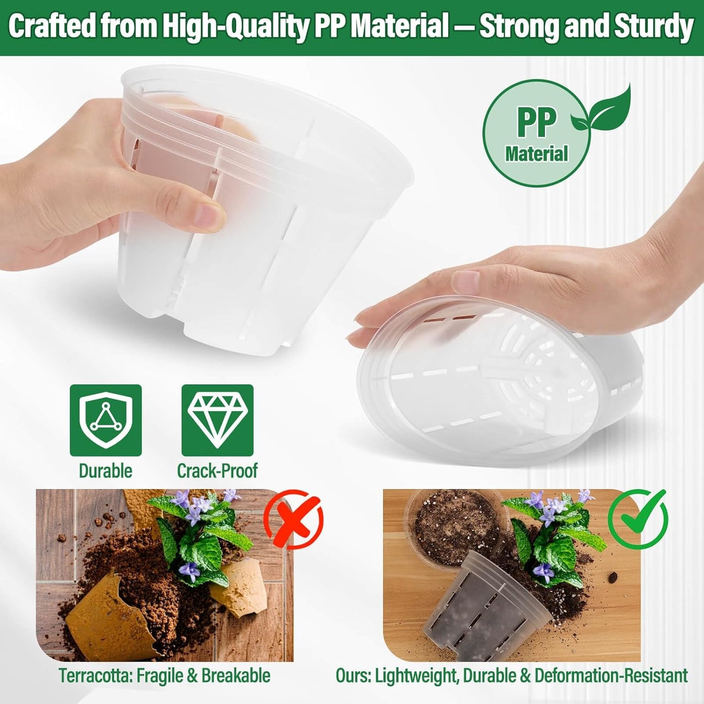12 Pack Plastic Orchid Pots with Holes, 4, 5, 6 Inch Clear Orchid Pots for Repotting with Saucers Drainage and Plant Stakes, Large Small Breathable Orchids Planter Plant Pot