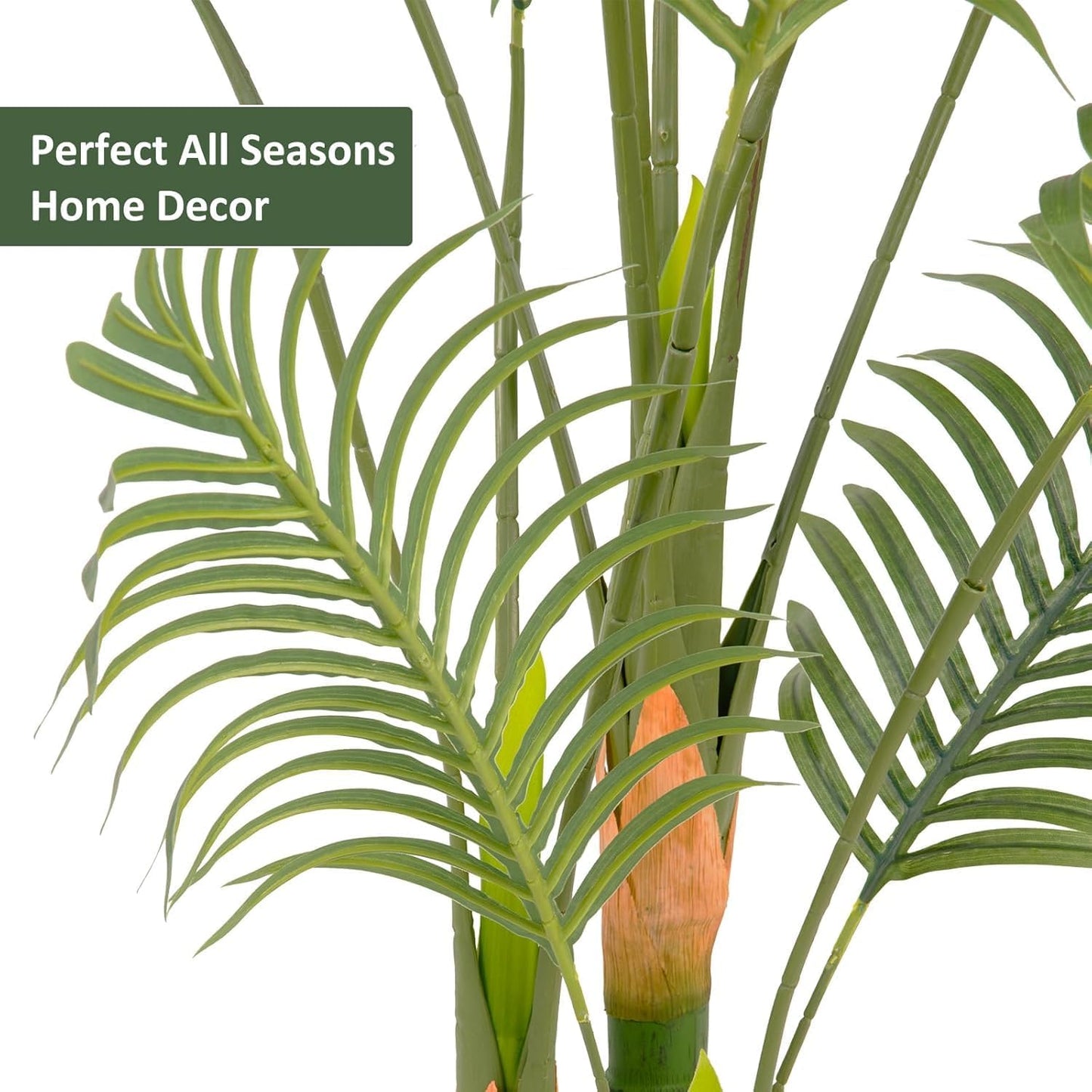 Artificial Fake Palm Tree 4FT 1Pack with White Planter & Free Moss, UV Resistant Artificial Palm Tree for Outdoors, Fake Plants for Poolside Home Room Decor, Faux Plants Outdoor Decor