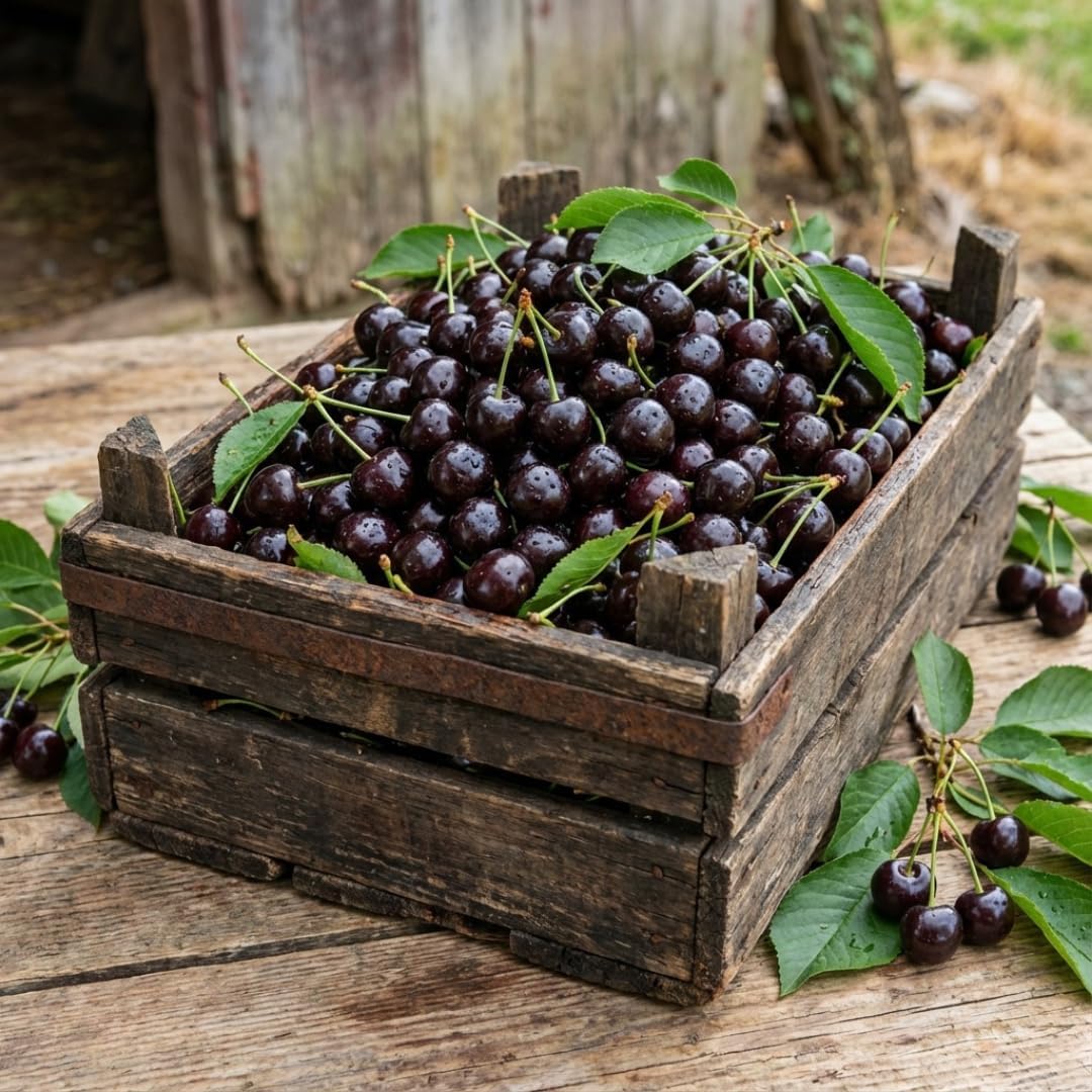 Black Cherry Tree Live Plant, 1 Year Old Sweet Cherry in Quart Pot, Hardy Fruit Shade Tree for Garden or Landscape