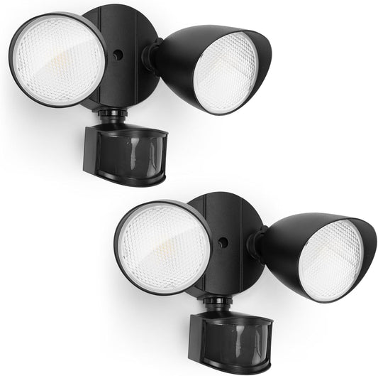 UME 2 Pack 32W 3500 Lumen LED Security Lights Motion Sensor Light Outdoor, 5000K Daylight, IP65 Waterproof, Dusk to Dawn, Motion Detector Flood Light for Garage, Yard, Porch-Black