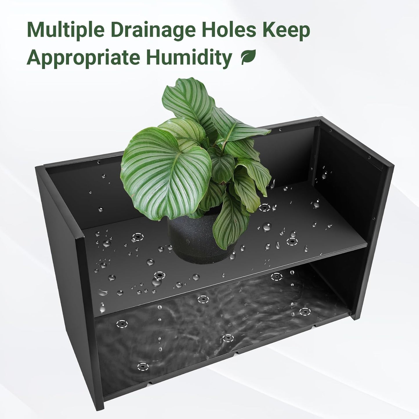 Metal Planter Box 30” x 12” x 16”, Heavy Duty Tall Rectangle Planter Box with with Drainage Holes & Rust-Proof Coating, Modern Outdoor/Indoor Black Planter Box for Porch, Garden, Patio, Yard