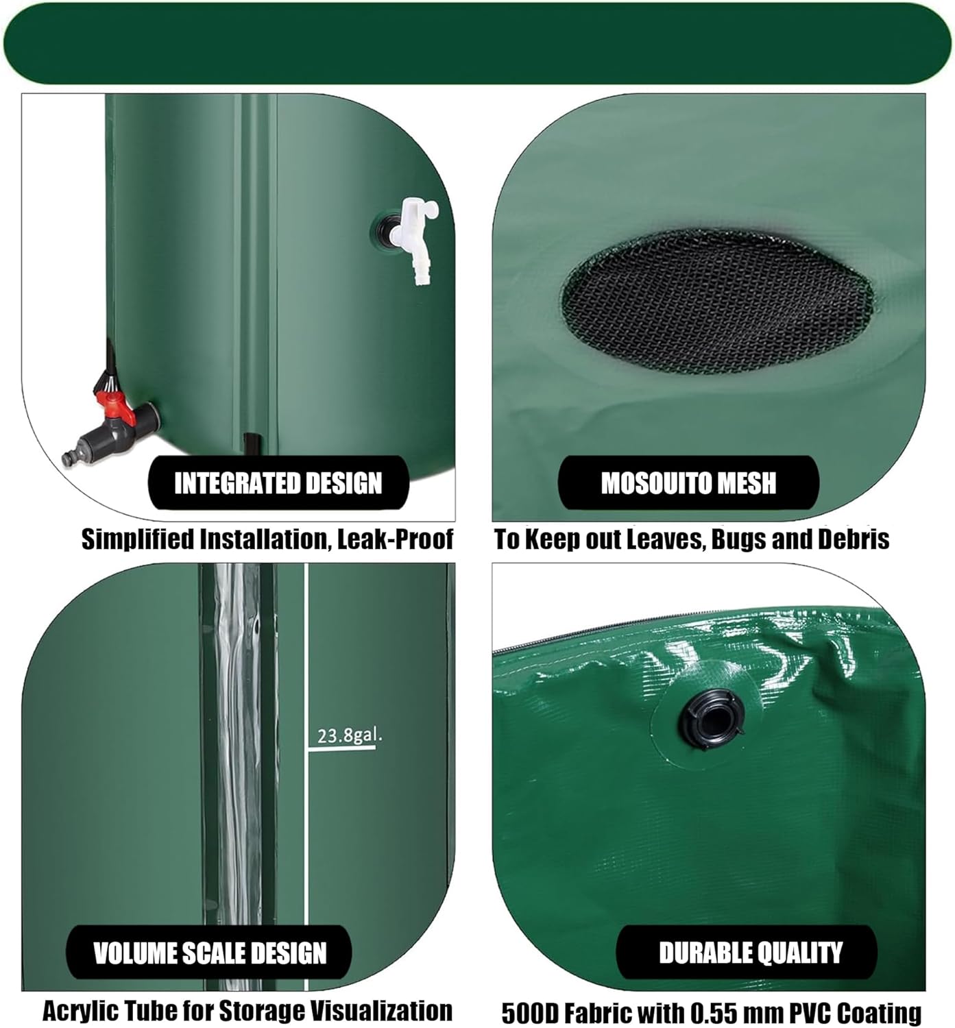 THUNDERBAY 53 Gallon Collapsible Rain Barrel, Portable Rain Barrels to Collect Rainwater from Gutter, Rainwater Collection System, Water Storage Tank Catcher Container with Filter Spigot