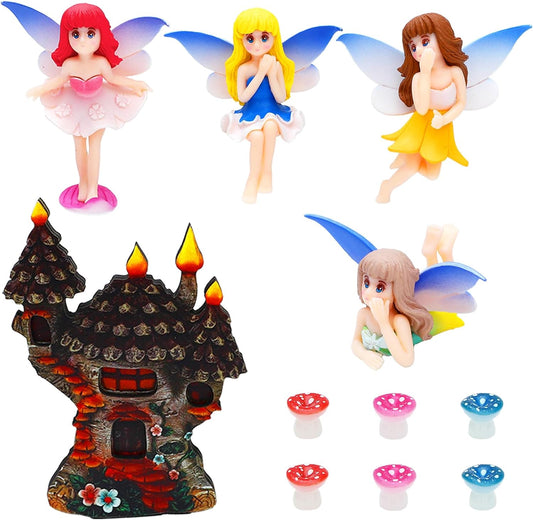 ONEST 6 Pieces Miniature Fairy Garden Accessories Small Fairy Figurines Hand Painted Fairies Figures for Car Decor Garden Flower Pot Birthday Cake Topper