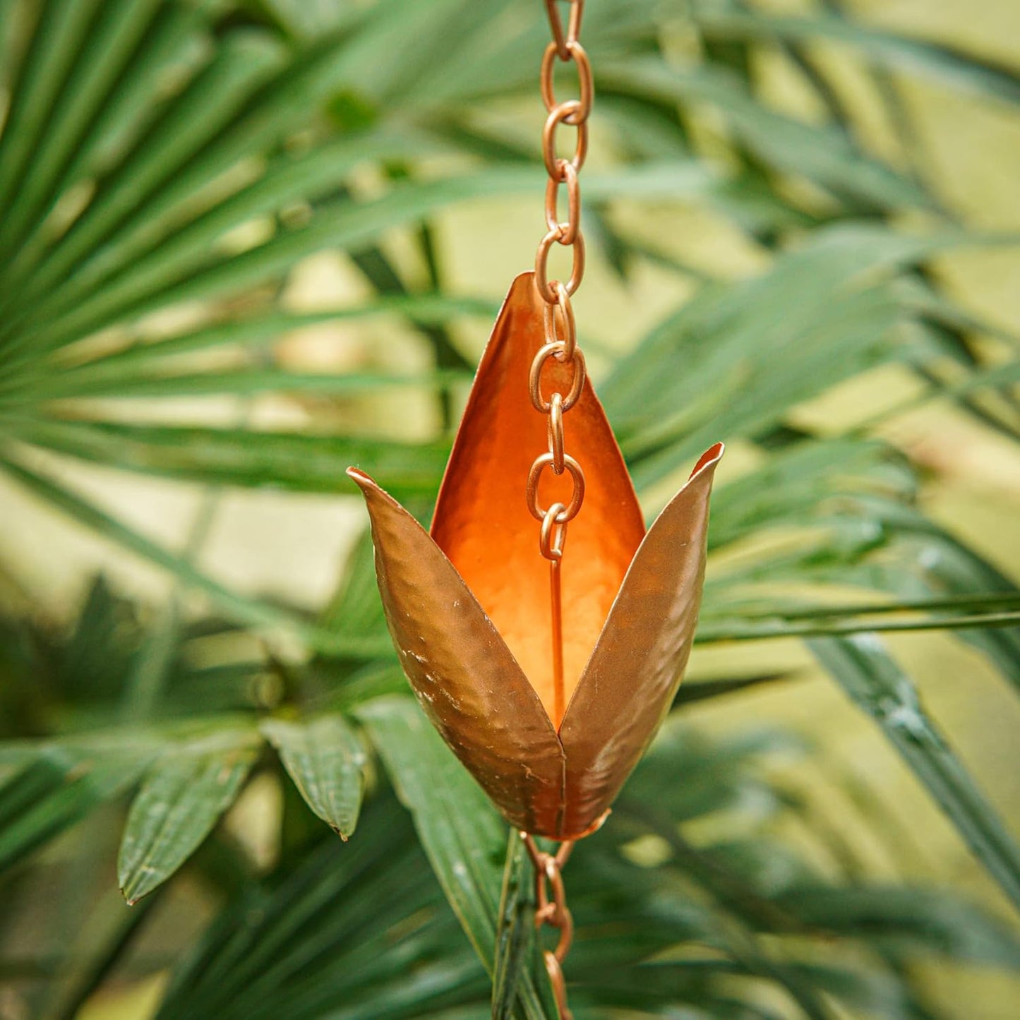 Topadorn Rain Chain Iron Gutter Chains with Rain Collector Thick Iron 12 Leaf Cups 8.5 FT Garden Decoration