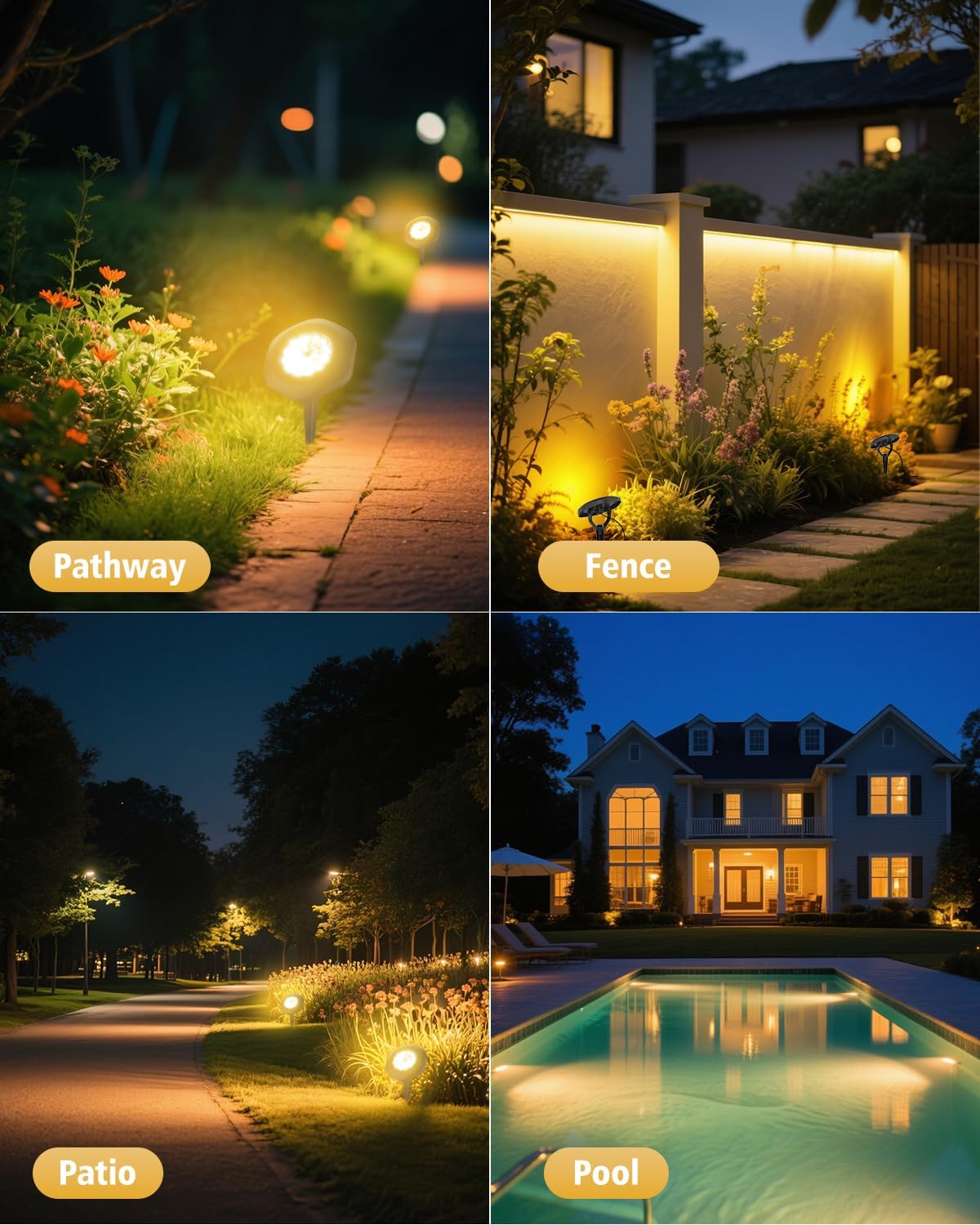Solar Spot Lights Outdoor Waterproof IP68, 2 Light Modes Pond Lights, 3-in-1 LED Warm Light Solar Landscape Lights, Landscape Path Lights for Underwater Pond Garden Yard Pathway