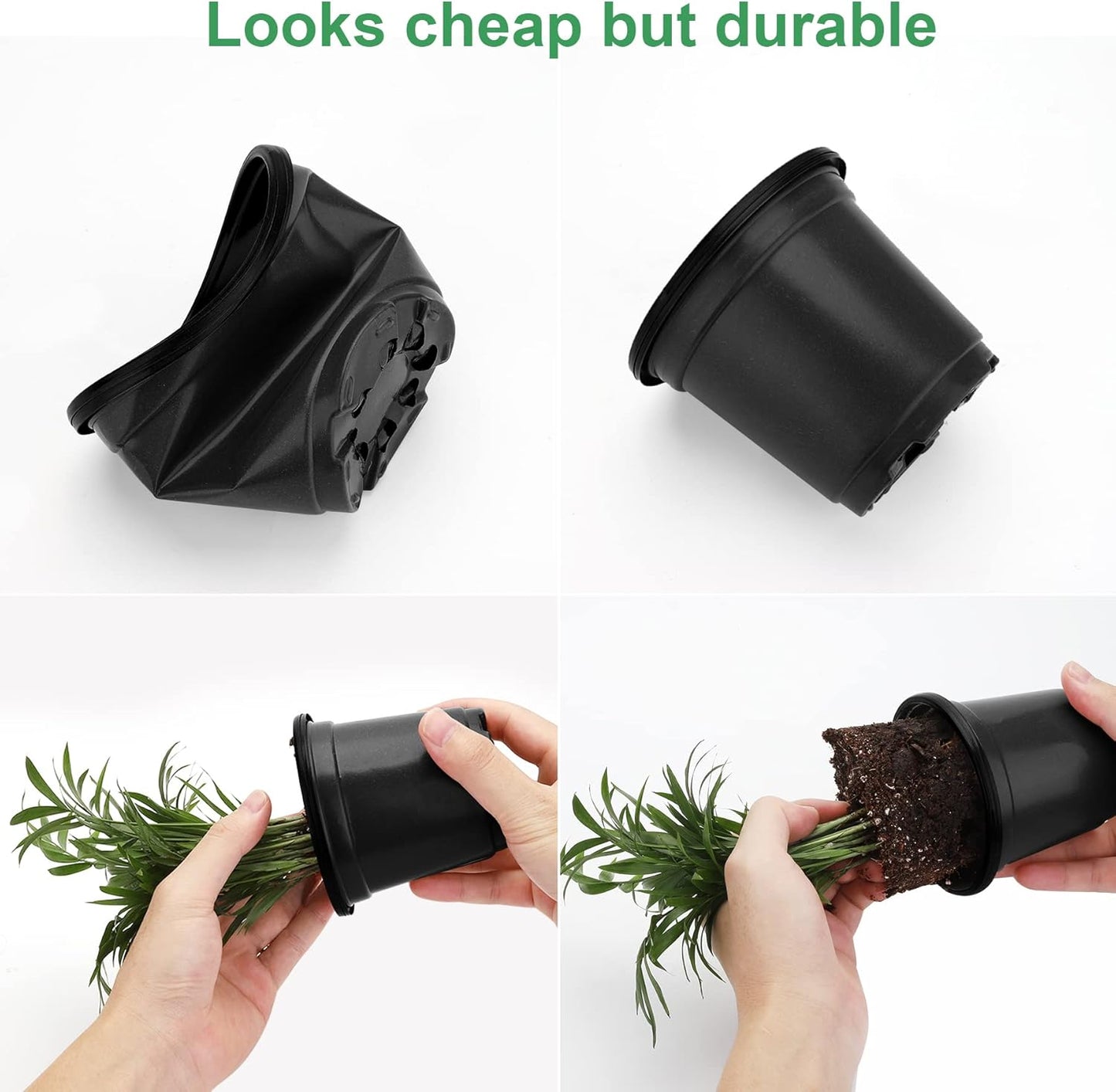 MIXC Plant Nursery Pots with Humidity Dome 4" Soft Transparent Plastic Gardening Pot Planting Containers Cups Planter Small Starter Seed Starting Trays for Seedling with 10pcs Plant Labels，30 Sets…