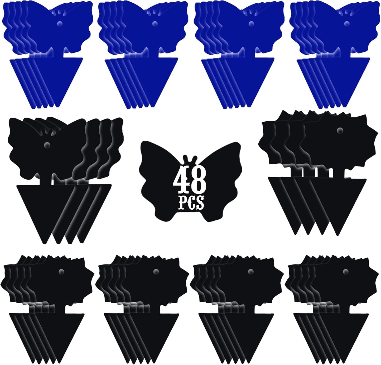 USKICH Sticky Traps Gnat Killer Fruit Fly Traps Non-Toxic and Odorless Fungus Gnat Traps Insect Traps Black Sticky Trap for Indoor and Outdoor Plants（48Pcs Black）