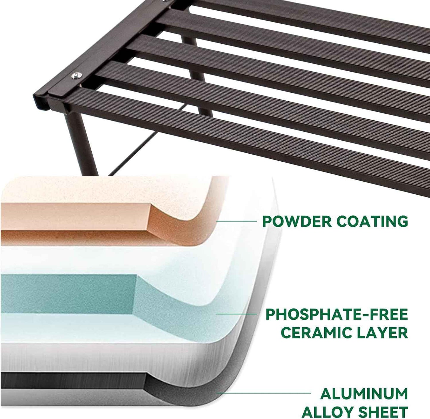 Metal Plant Stand, Rust-proof Aluminum Flower Pot Stand, Heavy Duty Planter Display Shelving for Patio Balcony Garden Living Room Decorative (Ebony, 47.2 Inch)