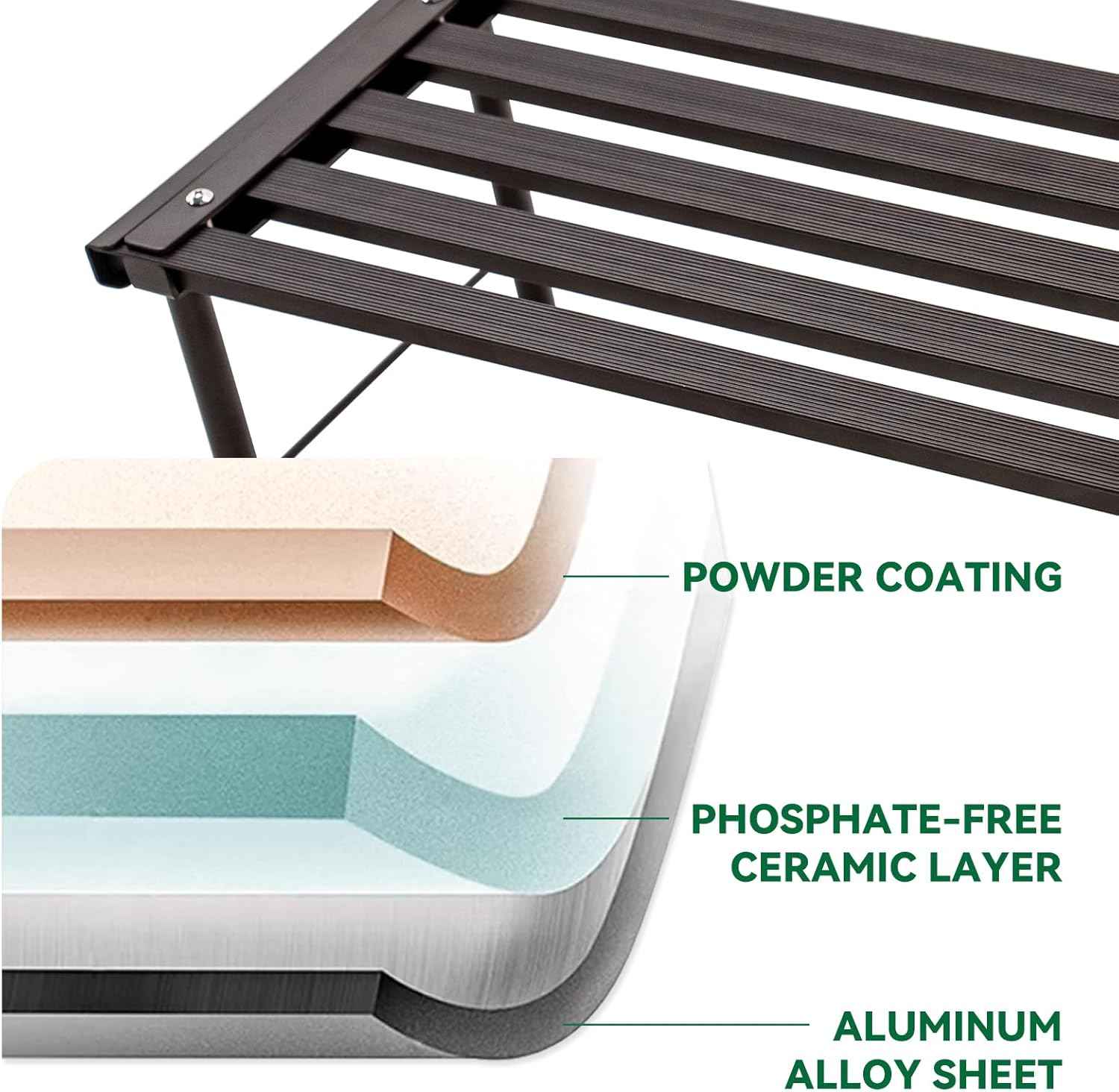 Metal Plant Stand, Rust-proof Aluminum Flower Pot Stand, Heavy Duty Planter Display Shelving for Patio Balcony Garden Living Room Decorative (Ebony, 47.2 Inch)