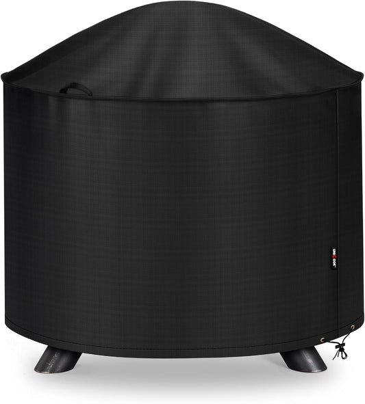 Unicook Firepit Cover Round 36 Inch, Waterproof Fade Resistant Outdoor Fire Bowl Cover with Handles & Drawstring, Fits Patio Fire Pits up to 34" Dia, Black