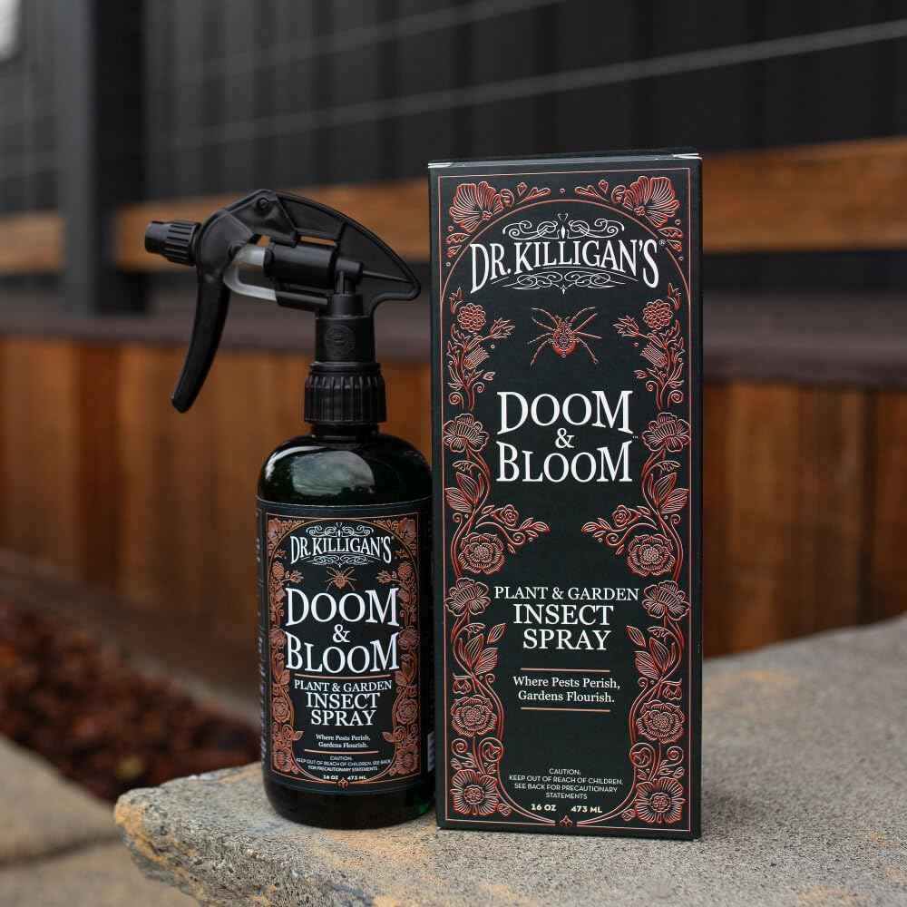 Dr. Killigan’s Doom & Bloom House Plant Pest Spray - for Outdoor & Indoor Gardening, Kills Aphids, Spider Mites & Thrips on Contact, with Adjustable Trigger Sprayer (16 oz)