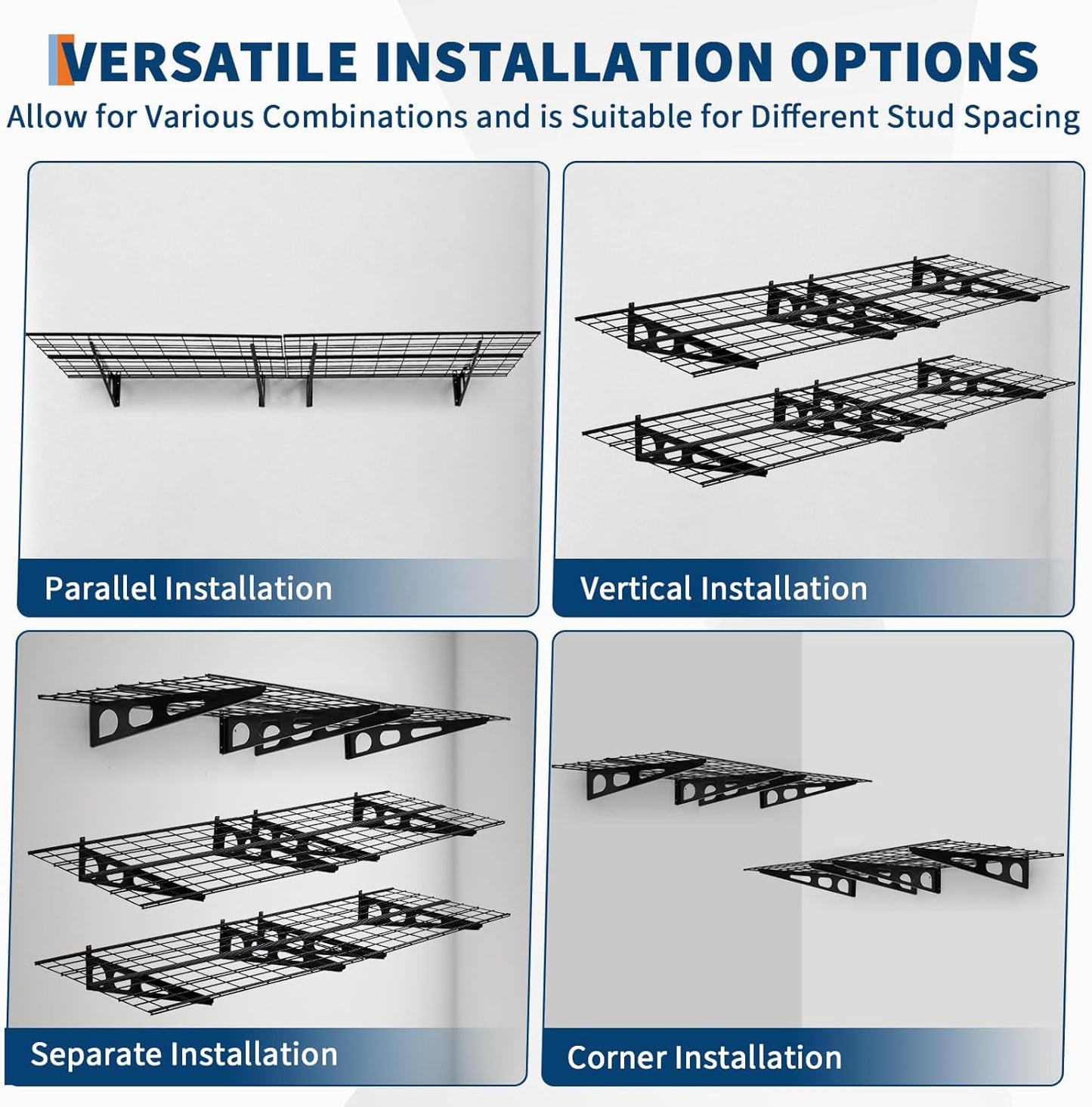 2 Pack 2x6 ft Wall Mounted Garage Storage Shelving, 1600 LBS Heavy Duty Steel Racks, Floating Shelves for Warehouse Laundry Room Workshop Organization