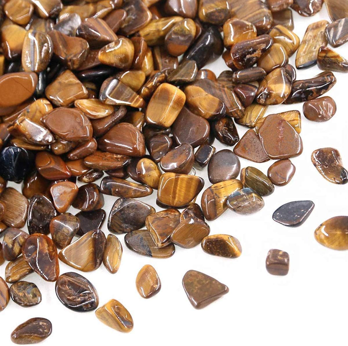 WAYBER Decorative Rocks, 1 Lb/460g (Fill 0.9 Cup) Tiger's Eye Stones Irregular Gem Pebbles Quartz Gravel for Aquarium Turtle Tank Decoration/Succulent Plants Ornament/Flowerpot Vase Landscape