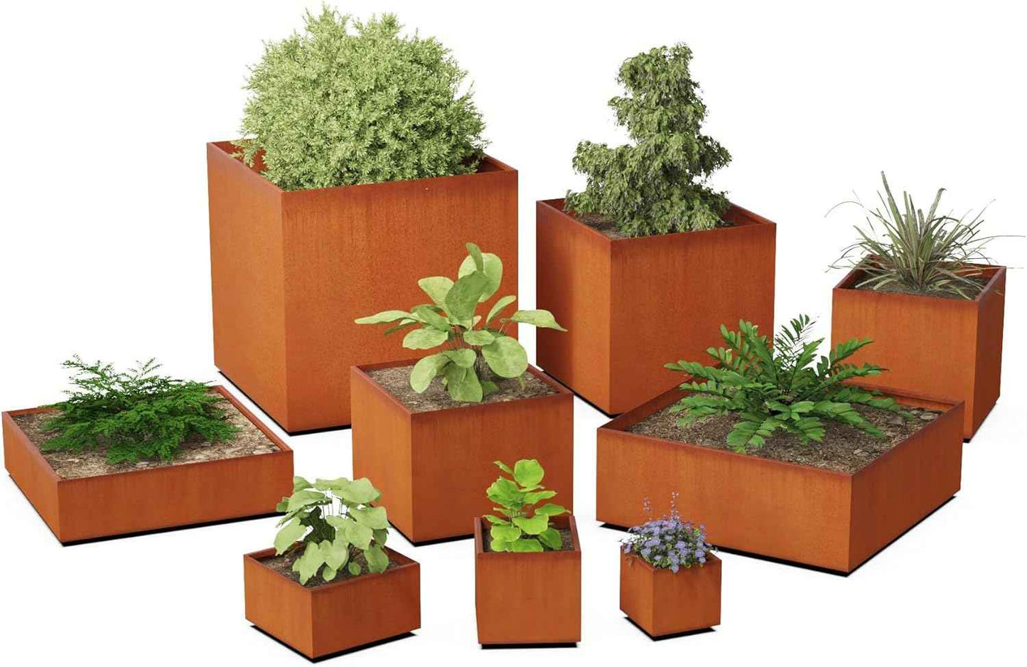 24-Inch Corten Steel Square Planter – Large Outdoor Metal Garden Box | 18" High, Heavy Duty Rustic Design | Made in USA
