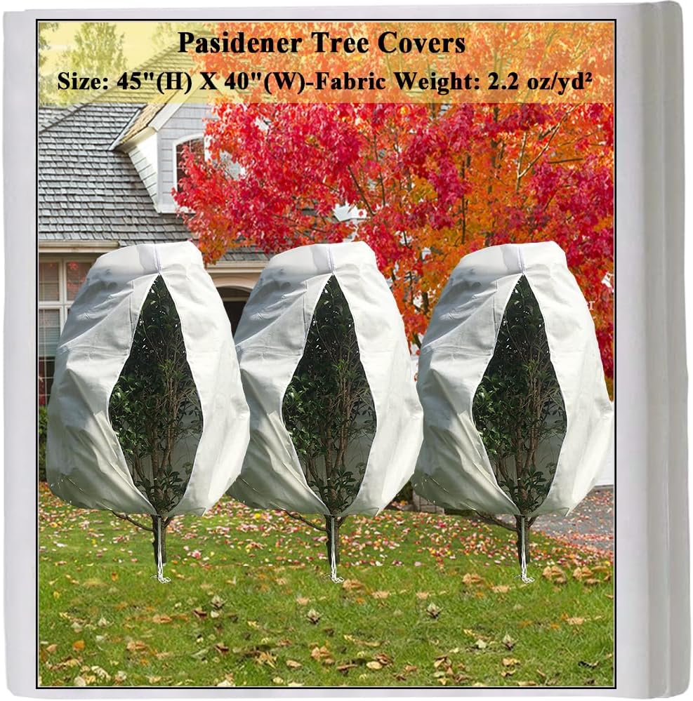 Plant Covers Freeze Protection 3 Packs 45" x40" 2.2oz Tree Covers Frost Plant Covers Freeze Cloth for Outdoor Plants with Zipper Drawstring