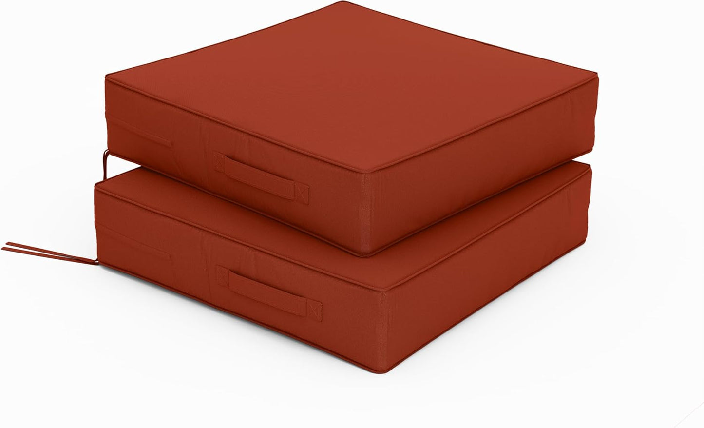 Patio Chair Cushions 19 X 19 X 4 Inch Waterproof Outdoor Seat Cushions for Patio Furniture, Outdoor Sofa Couch Pads with Ties & Handle, Set of 2, Terra Red
