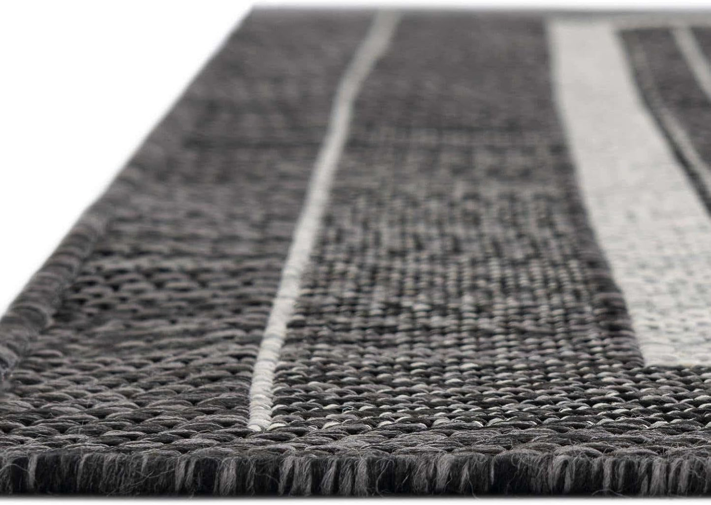 Unique Loom Outdoor Border Collection Area Rug - Soft Border (7' 10" x 10' Rectangle Black/Ivory)