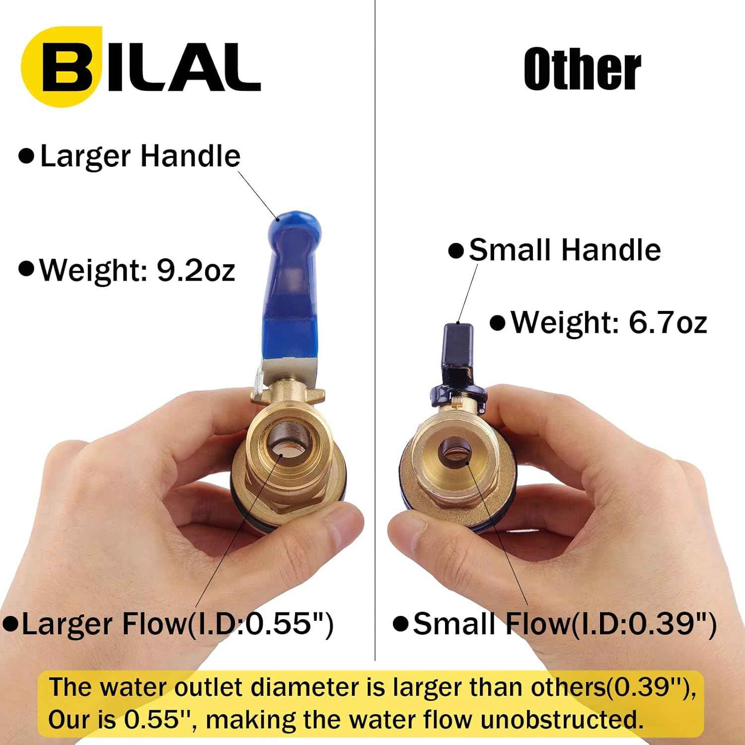 BILAL Brass Water Container/Rain Barrel Spigot, 3/4" GHT Male Threaded Quarter Turn Ball Valve with Bulkhead Fitting, Rain Barrel Kit for Garden Hose Thread Connection, 5 55 Gallon Bucket