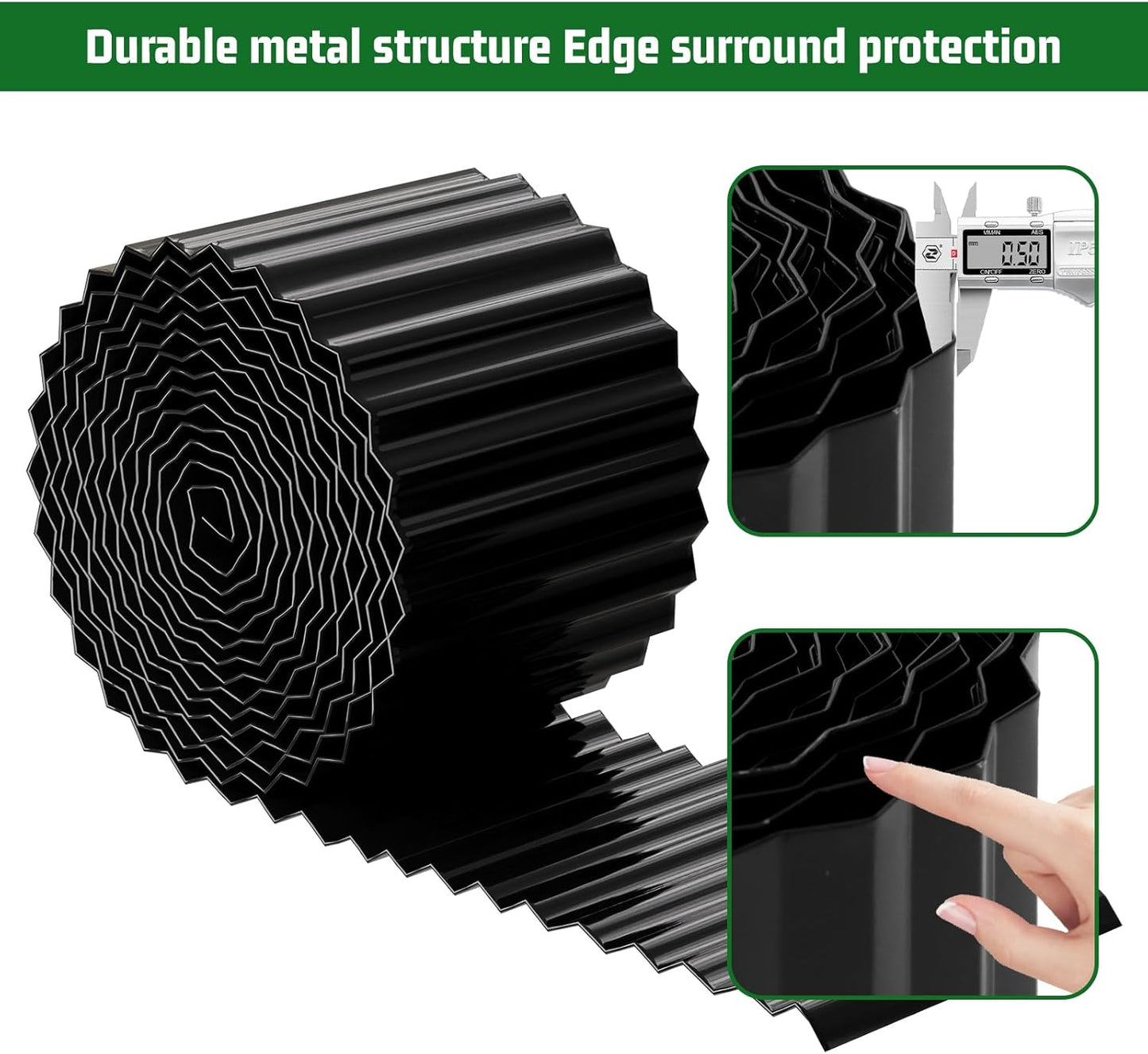 SnugNiture Corrugated Metal Garden Edging,12" x 20' Sturdy Lawn Edging Border,Landscape Edging Border for Lawn, Flower Bed,Garden and Yard