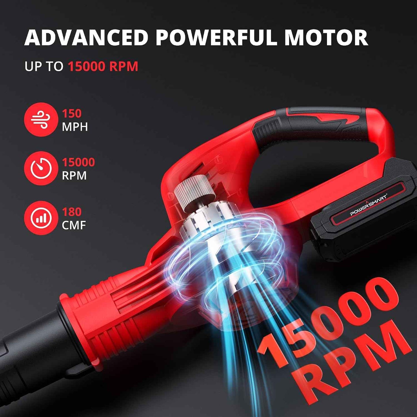 PowerSmart 20V Cordless Leaf Blower with 2.0Ah Battery and Charger, Lightweight Small Leaf Blower for Gutter 2024 Version