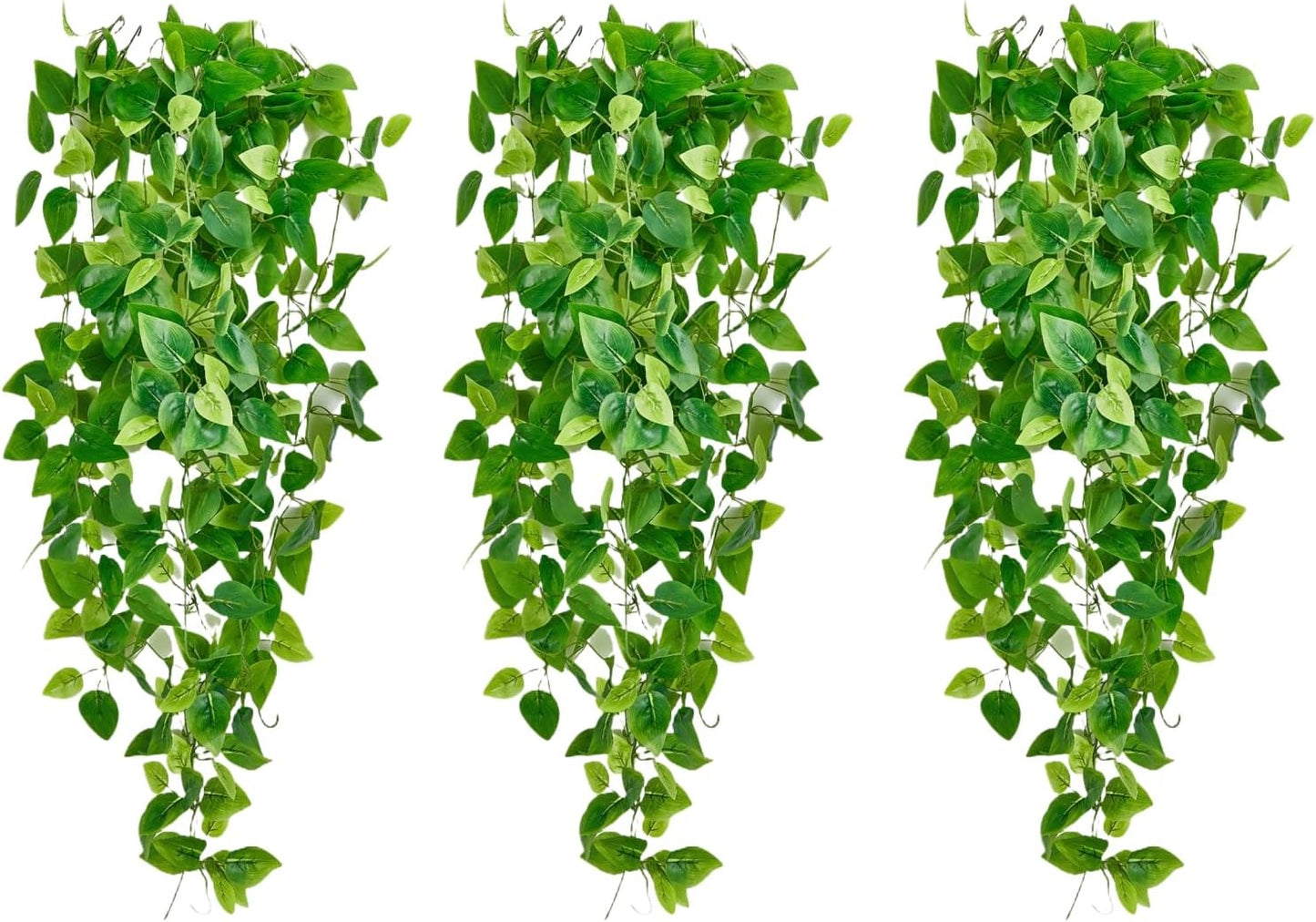 Fake Hanging Plants Vines(3pcs) for Room Decor, Artificial Ivy Greenery Garlands for Home Bedroom Living Aesthetic Kitchen Office Wall Patio Bookshelf,Indoor,Outdoor Farmhouse Decorations(No Basket)