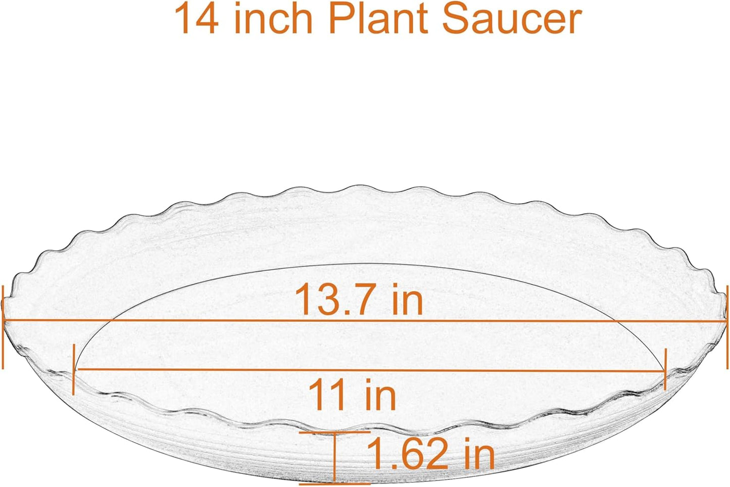 4 Pack of 14 inch Plant Saucer, Plastic Plant Saucer 14 inch, Heavy Duty Plant Tray for Pots, Plant Saucers for Indoors Planter, Garden Water Plate 12"/13"/14" (White)
